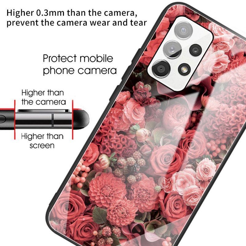 Deksel Til Samsung Galaxy A53 5G Rose Blomster Herdet Glass