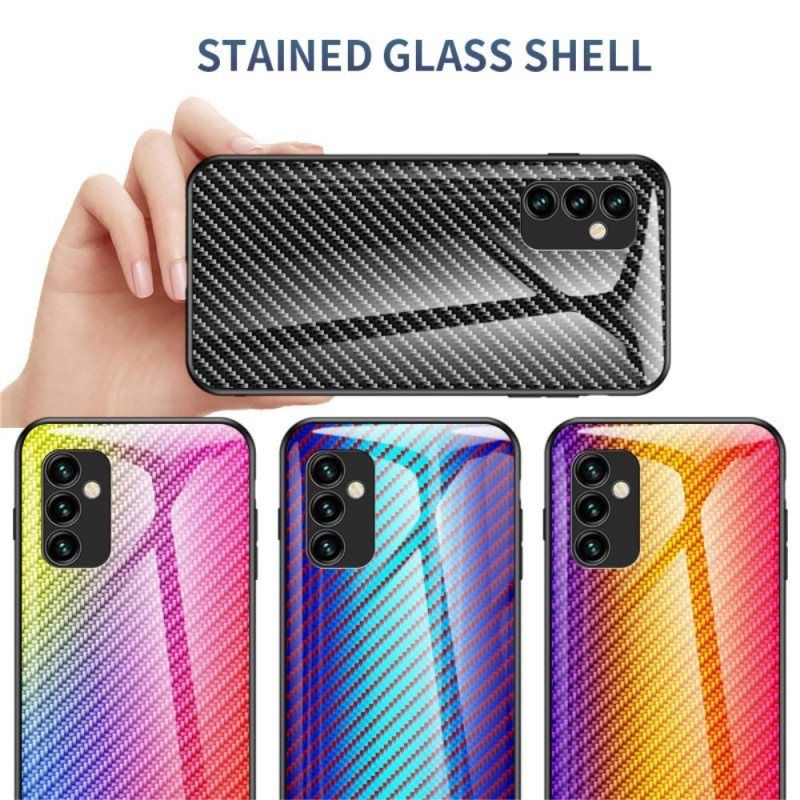 Deksel Til Samsung Galaxy M23 5G Karbonfiber Herdet Glass