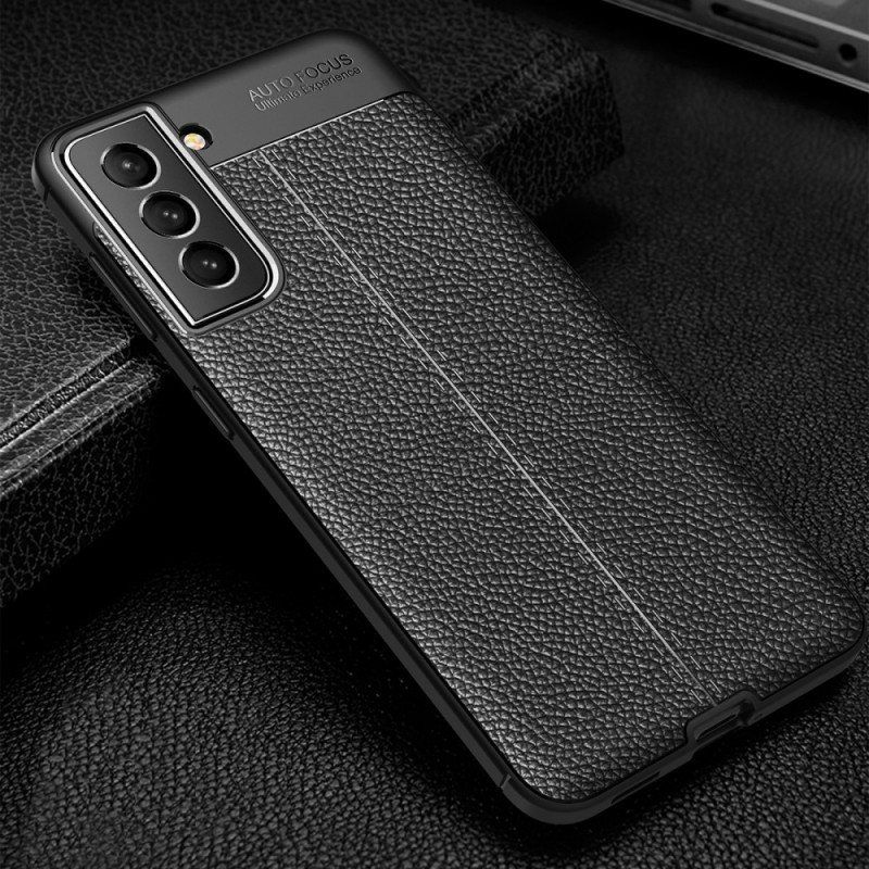 Deksel Til Samsung Galaxy S22 5G Dobbel Linje Litchi Leather Effect