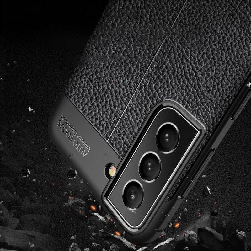 Deksel Til Samsung Galaxy S22 5G Dobbel Linje Litchi Leather Effect