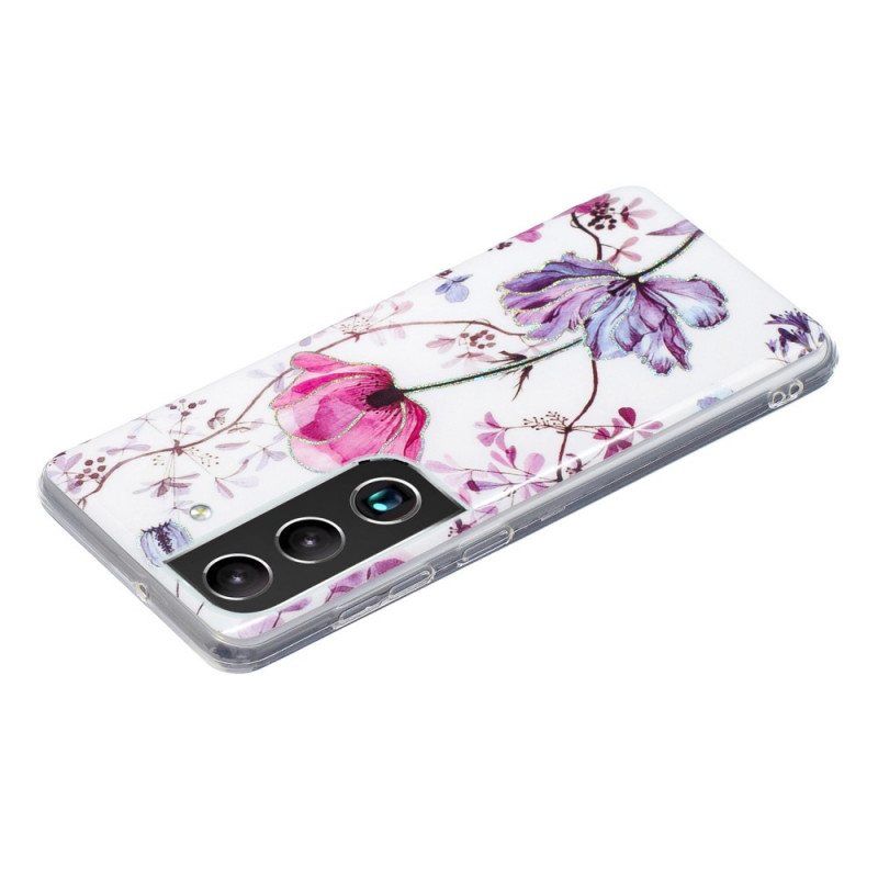 Deksel Til Samsung Galaxy S22 5G Marmorerte Blomster