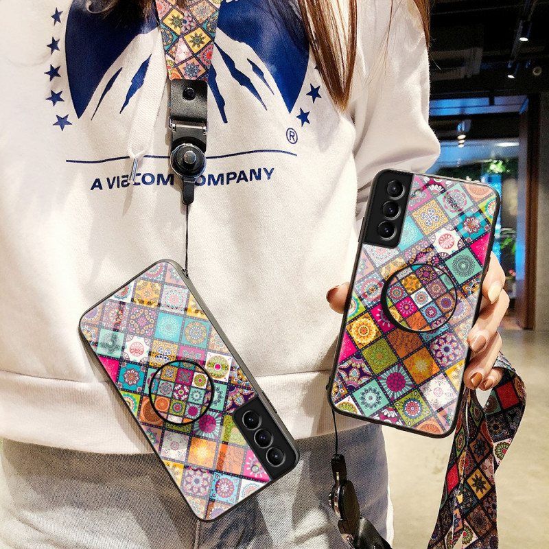 Deksel Til Samsung Galaxy S22 5G Patchwork Magnetisk Holder