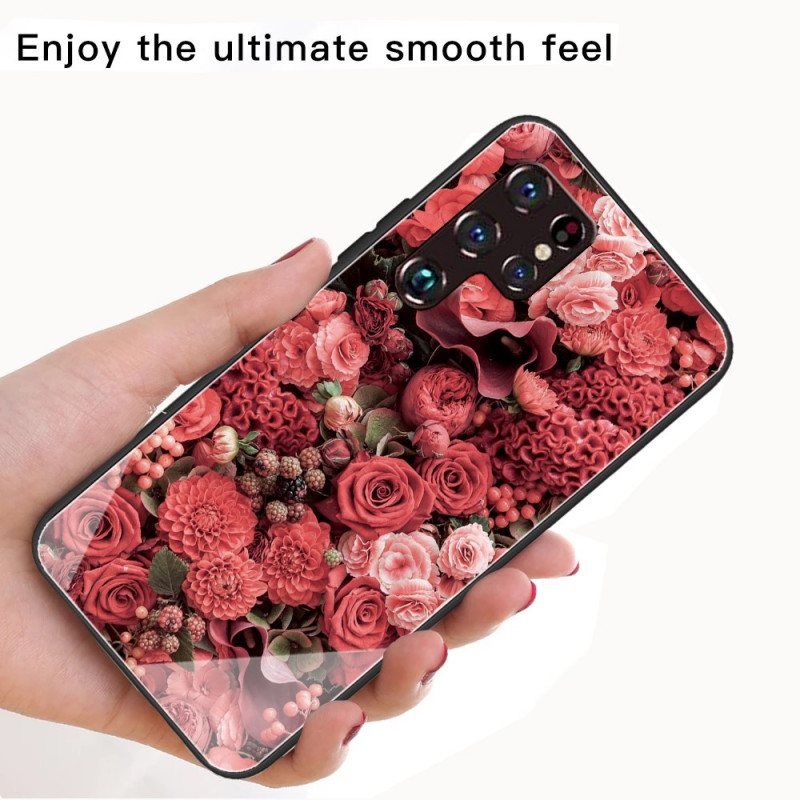 Deksel Til Samsung Galaxy S22 Ultra 5G Rose Blomster Herdet Glass