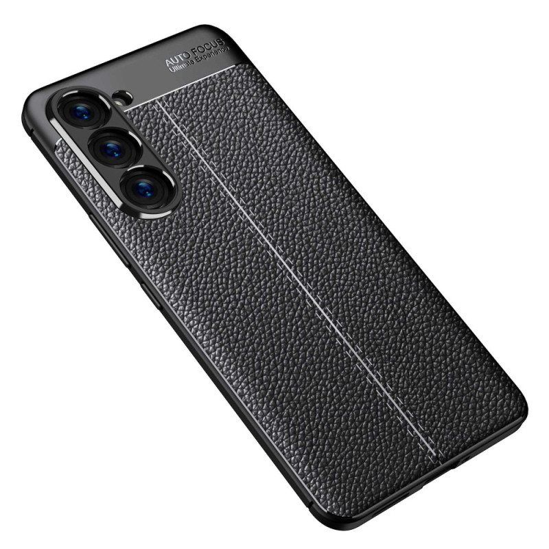 Deksel Til Samsung Galaxy S23 5G Dobbel Linje Litchi Leather Effect