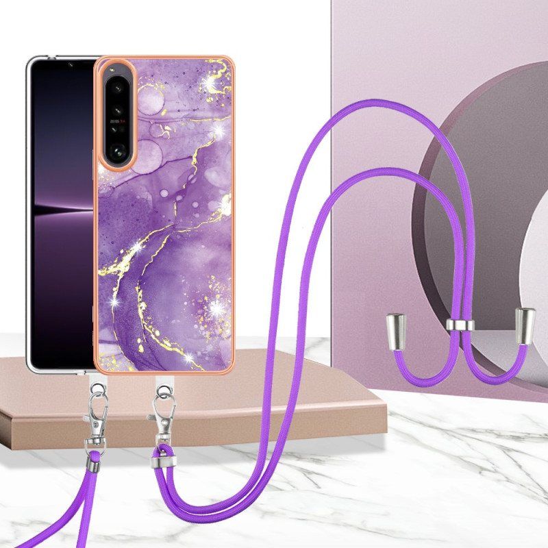 Deksel Til Sony Xperia 1 IV Med Snor Med Marmorsnor