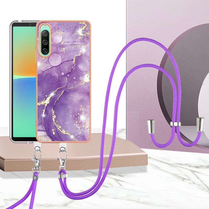 Deksel Til Sony Xperia 10 IV Med Snor Med Marmorsnor