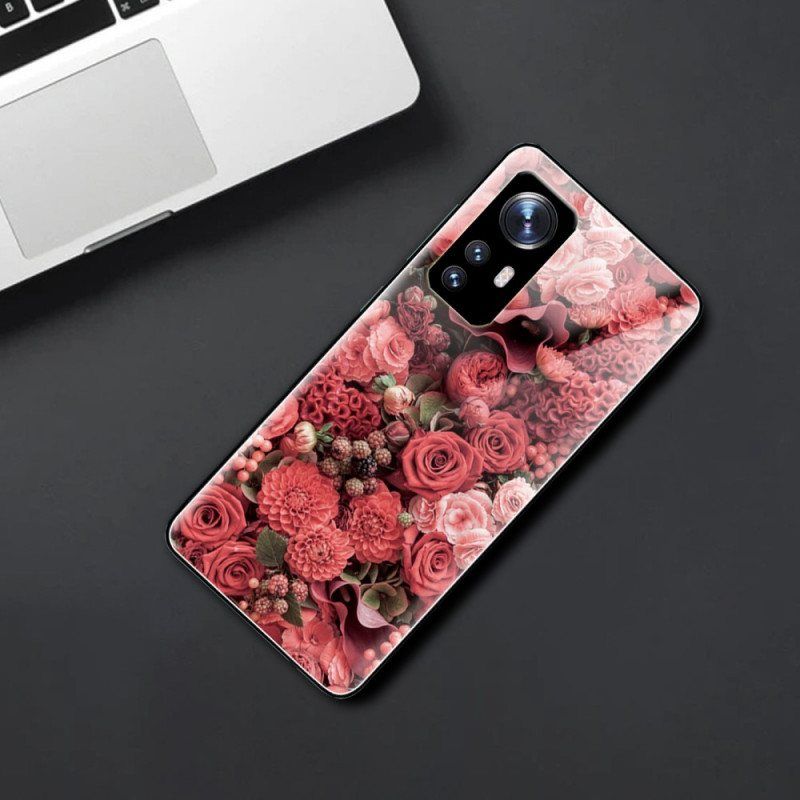 Deksel Til Xiaomi 12 / 12X Rose Blomster Herdet Glass