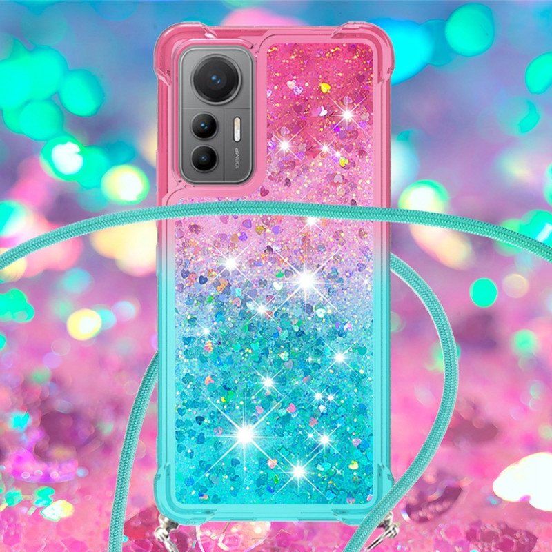 Deksel Til Xiaomi 12 Lite Med Snor Glitter Silikonsnor