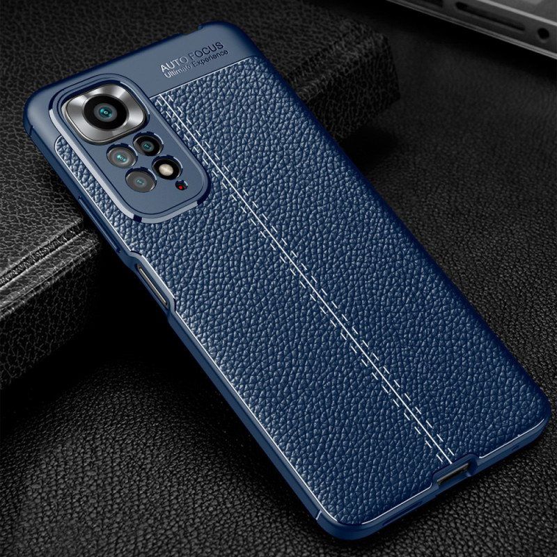 Deksel Til Xiaomi Redmi Note 11 / 11S Dobbel Linje Litchi Leather Effect