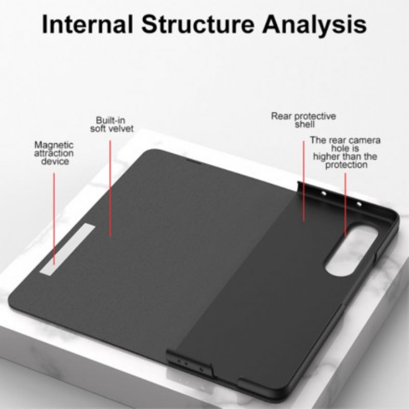 Folio Deksel Lær Samsung Galaxy Z Fold 3 5g Mobildeksel Herdet Glassmekanisme Gkk