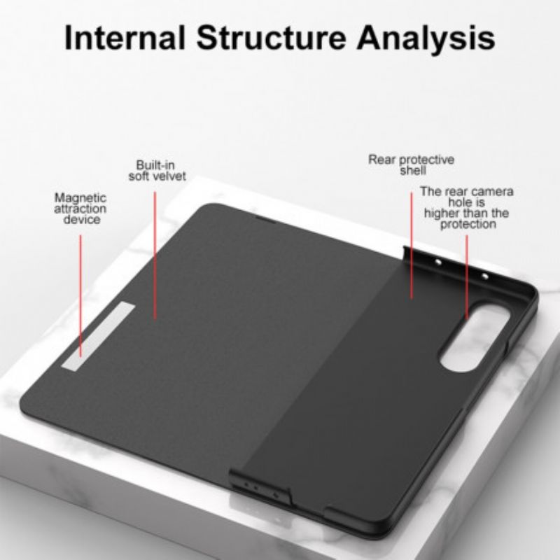 Folio Deksel Samsung Galaxy Z Fold 3 5g Herdet Glass Og Kunstskinn