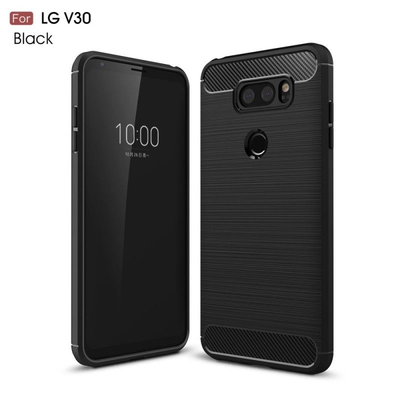 Deksel for LG V30 Svart Børstet Karbonfiber