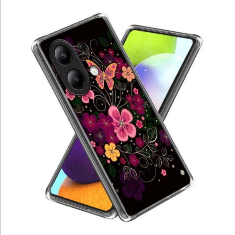 Deksel Xiaomi Redmi Note 13 4g Blomster Og Sommerfugler