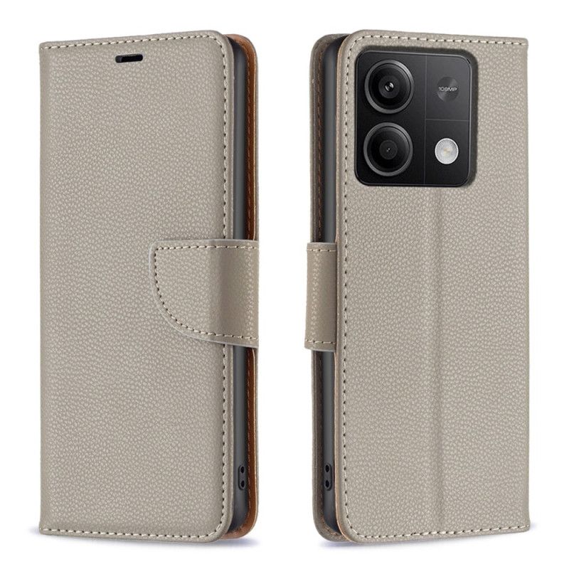 Folio Deksel Xiaomi Redmi Note 13 4g Litchi Leather Style Med Stropp