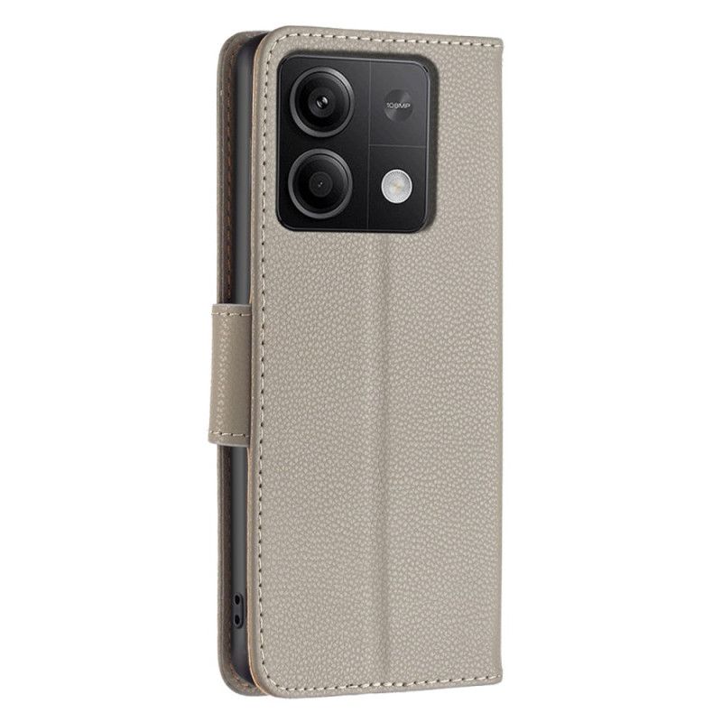 Folio Deksel Xiaomi Redmi Note 13 4g Litchi Leather Style Med Stropp