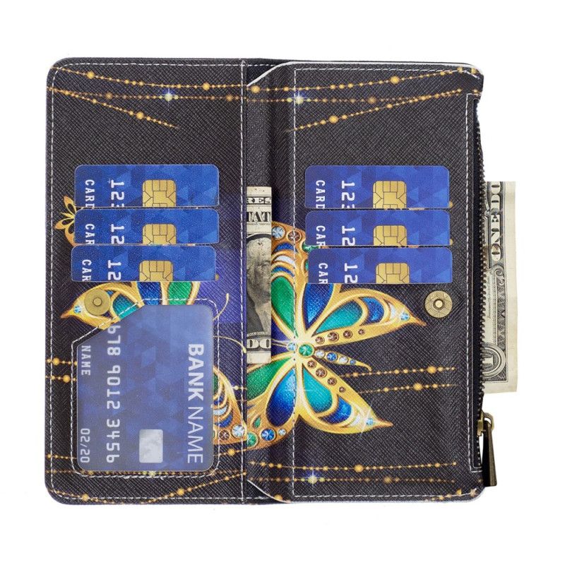 Lærdeksel Folio Deksel Xiaomi Redmi Note 13 4g Mobildeksel Rhinestone Butterflies Wallet