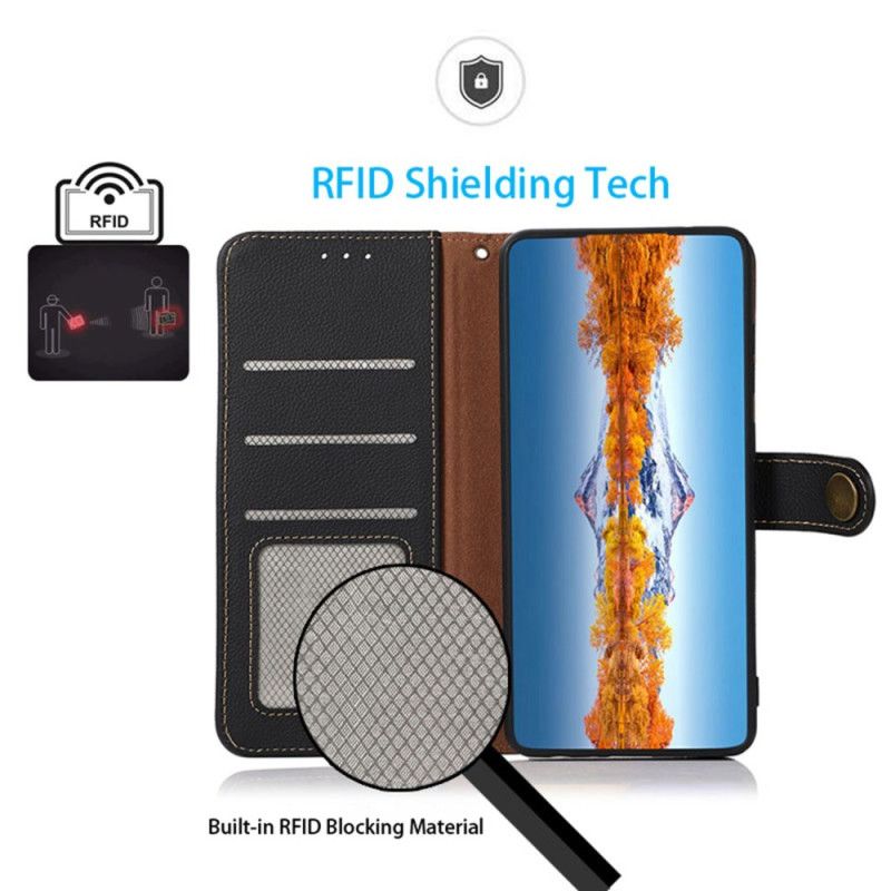 Lærdeksel Folio Deksel Xiaomi Redmi Note 13 4g Rfid-blokkering Khazneh