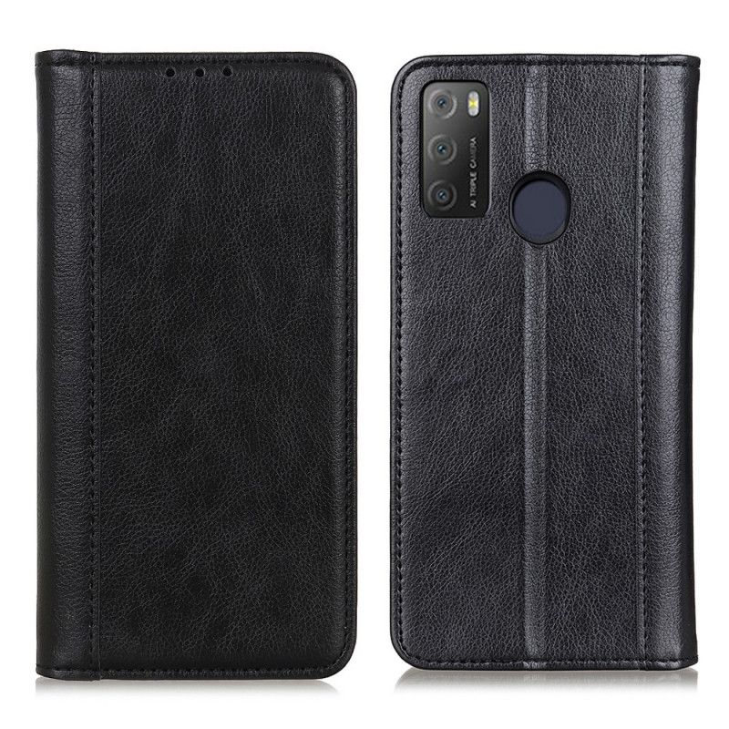 Folio Deksel Til Alcatel 3l (2021) / 1s (2021) Elegance Split Litchi Leather