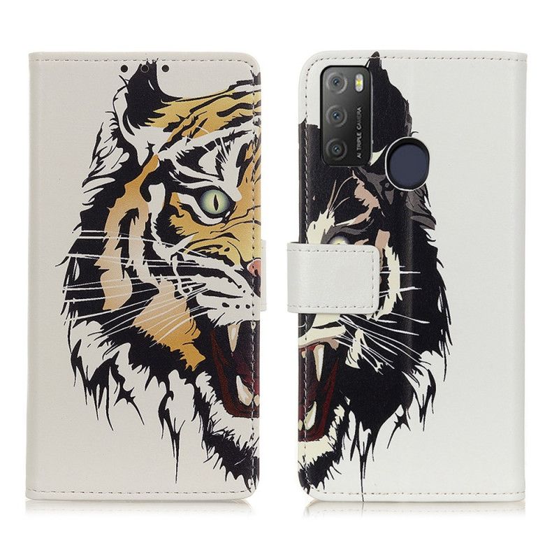 Folio Deksel Til Alcatel 3l (2021) / 1s (2021) Fierce Tiger