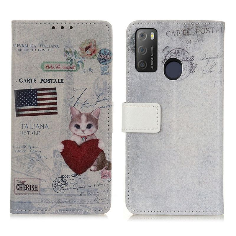 Lærdeksel Folio Deksel Alcatel 3l (2021) / 1s (2021) Mobildeksel Traveler Cat