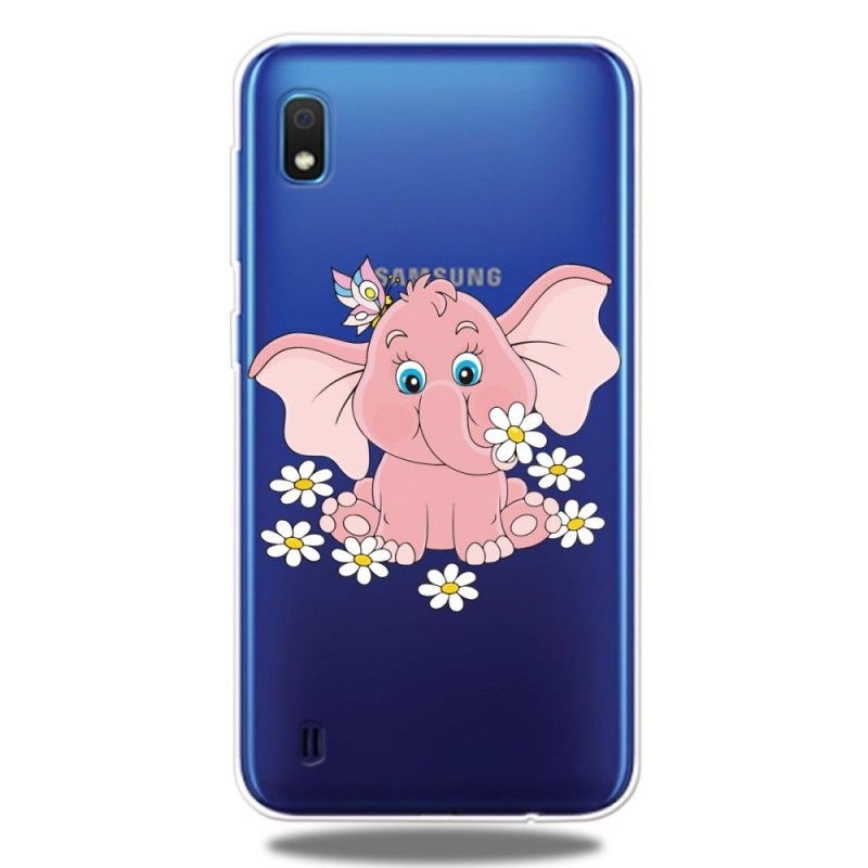 Deksel for Samsung Galaxy A10 Gjennomsiktig Rosa Elefant