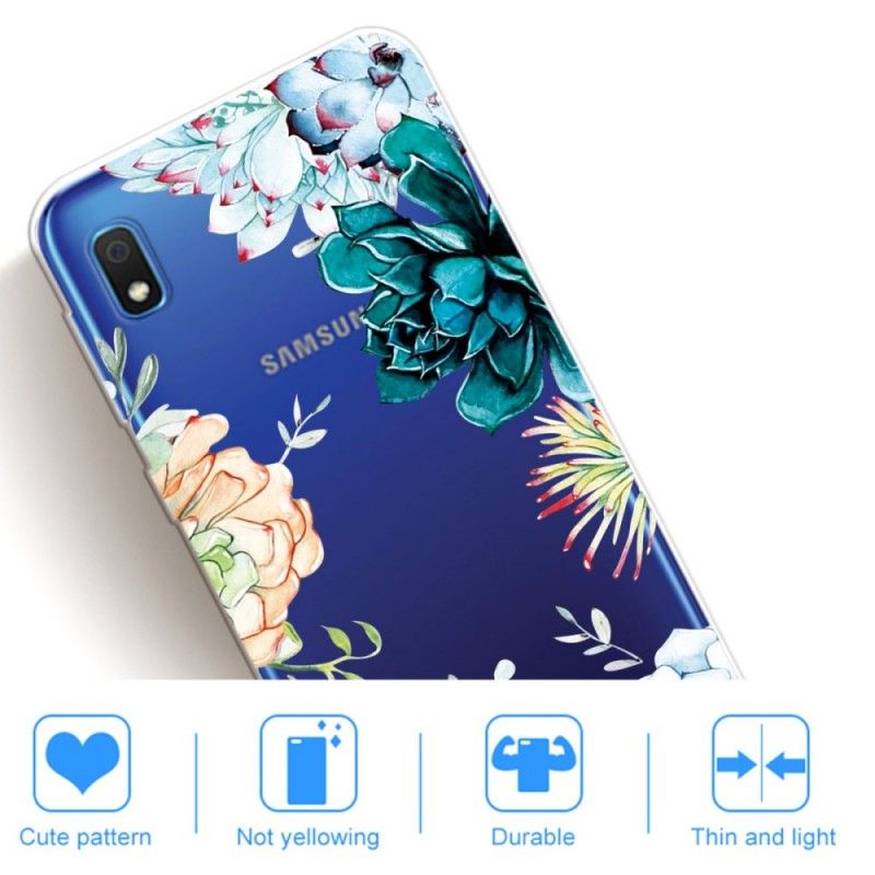 Deksel for Samsung Galaxy A10 Gjennomsiktige Akvarellblomster