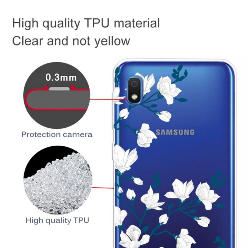 Deksel Samsung Galaxy A10 Hvite Blomster