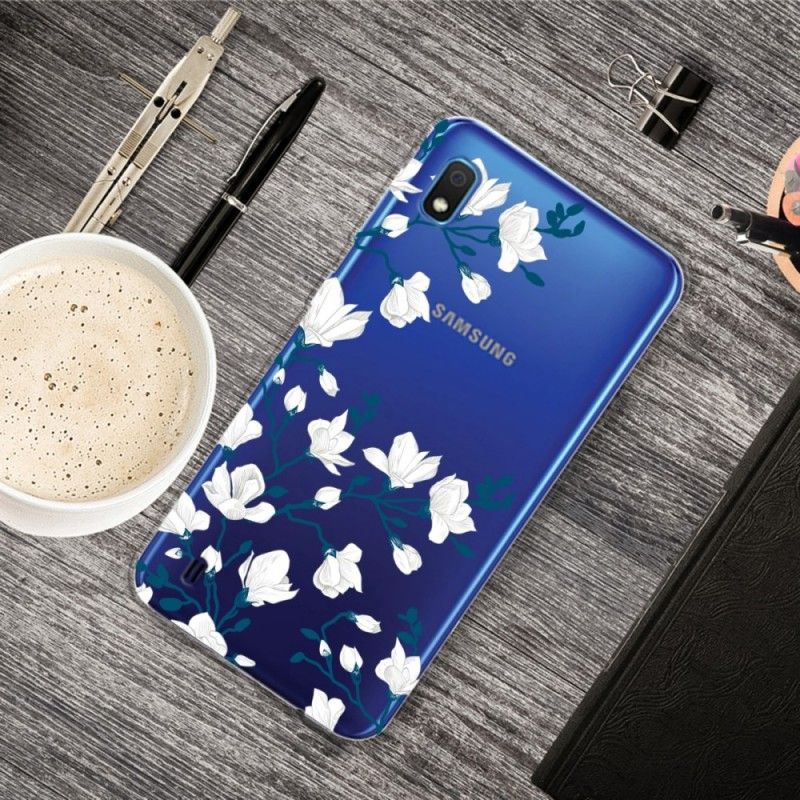 Deksel Samsung Galaxy A10 Hvite Blomster