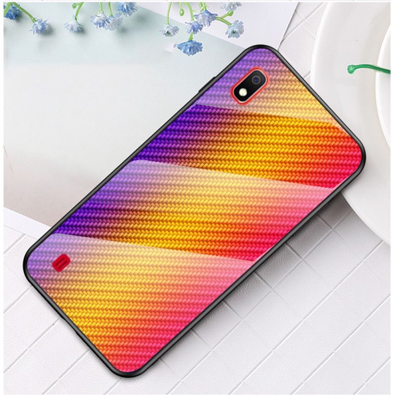 Deksel Samsung Galaxy A10 Svart Karbonfiber Herdet Glass