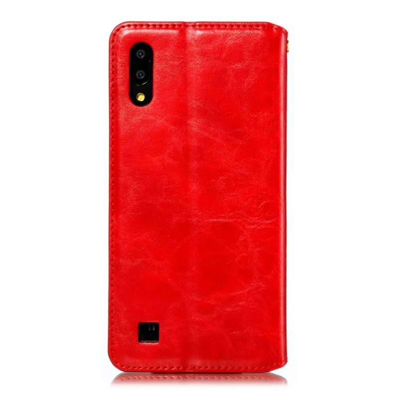 Folio Deksel for Samsung Galaxy A10 Rød Elegant Skinnstil Med Stropp