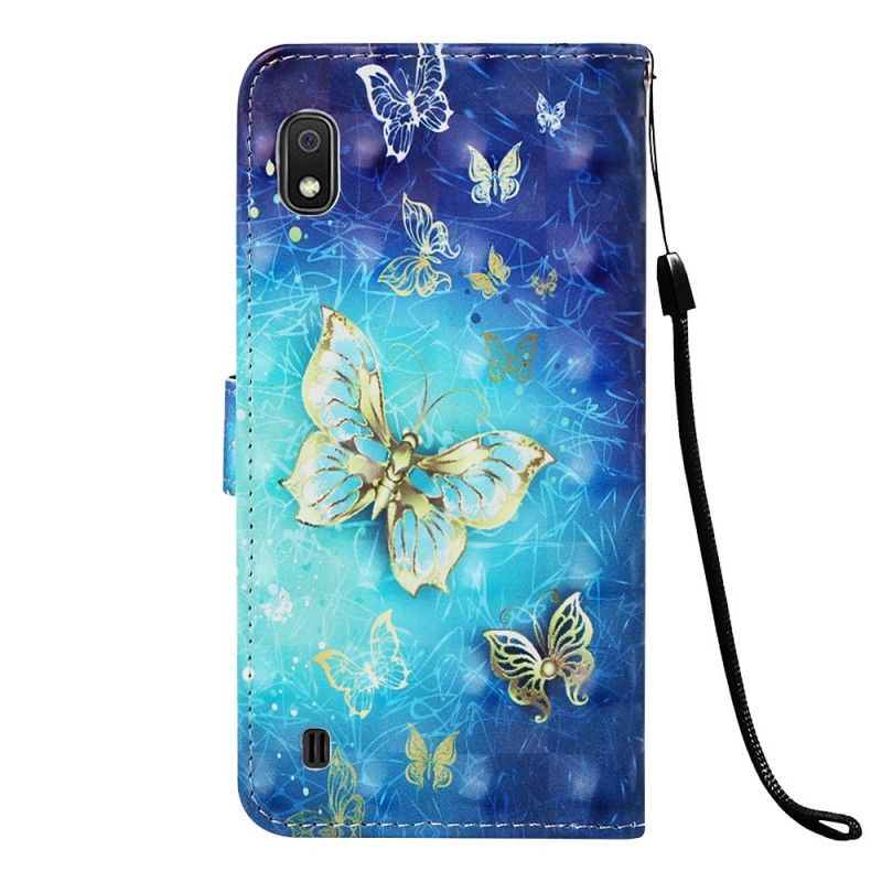 Folio Deksel Samsung Galaxy A10 Gyldne Sommerfugler Anti-fall