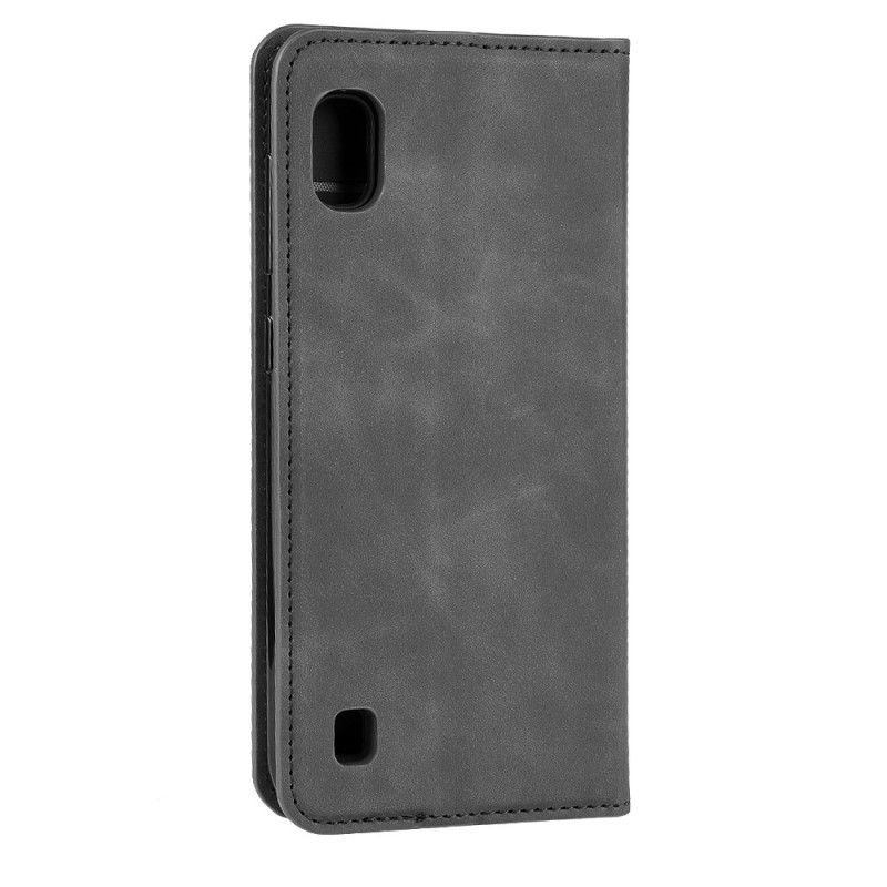 Folio Deksel Samsung Galaxy A10 Svart Myk Skinneffekt