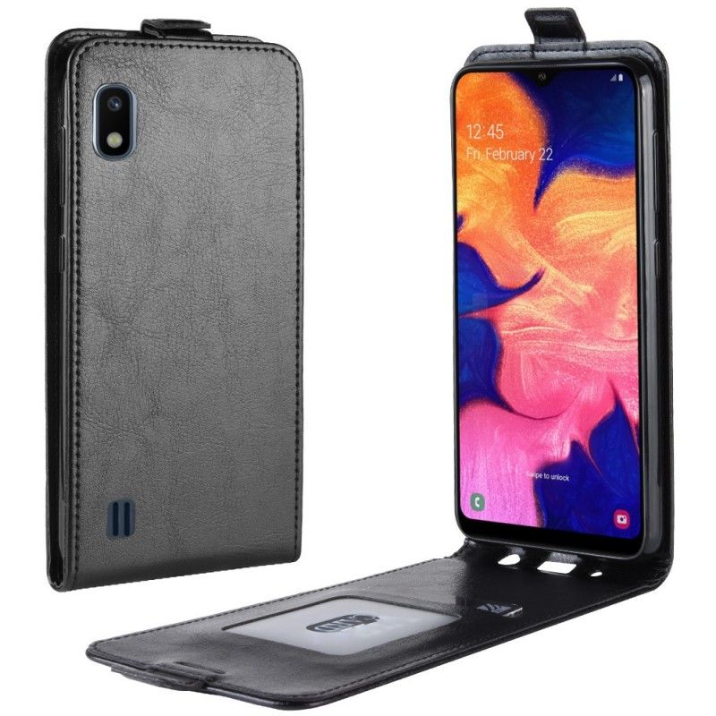 Folio Deksel Samsung Galaxy A10 Svart Sammenleggbar Skinneffekt