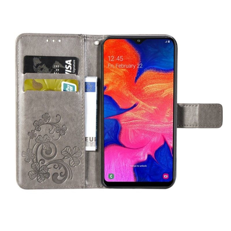 Lærdeksel Folio Deksel Samsung Galaxy A10 Svart Blomstertrykk