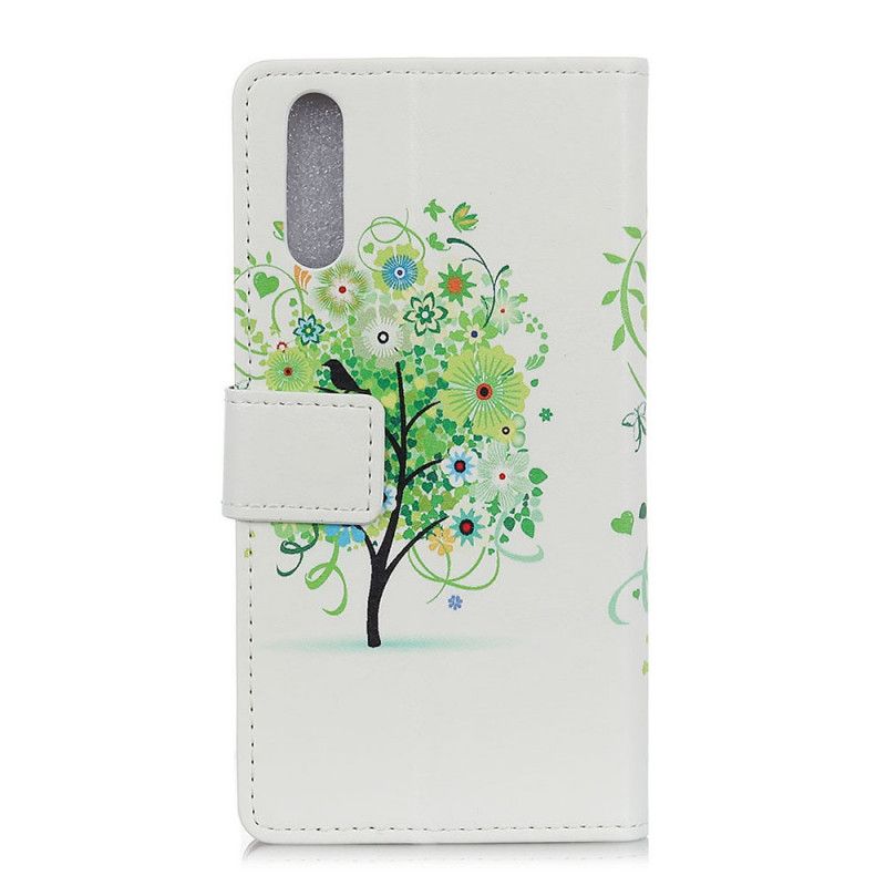 Folio Deksel for Sony Xperia 5 Oransje Blomstrende Tre