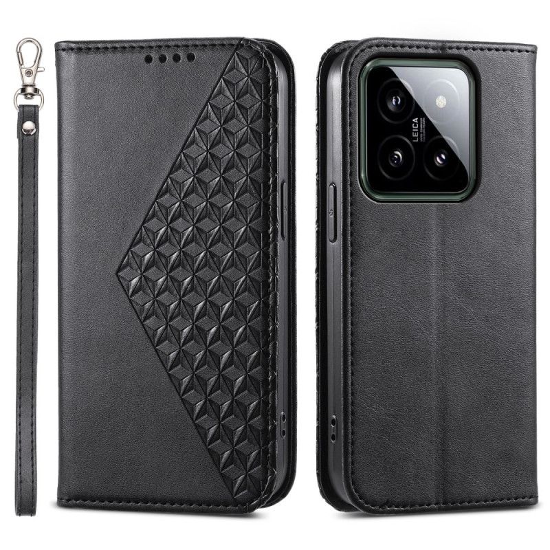 Folio Deksel Xiaomi 14 3d Diamantdesign Med Stropp