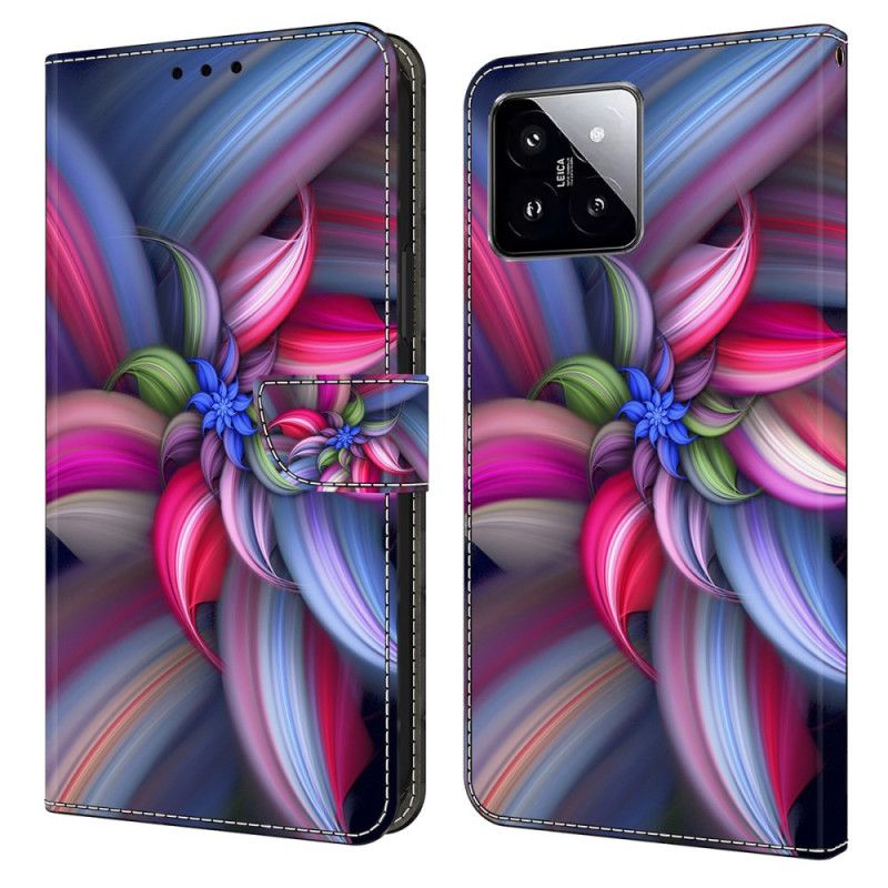 Folio Deksel Xiaomi 14 Fargerike Blomster Beskyttelse Deksel