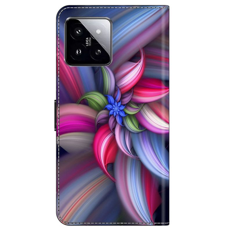 Folio Deksel Xiaomi 14 Fargerike Blomster Beskyttelse Deksel