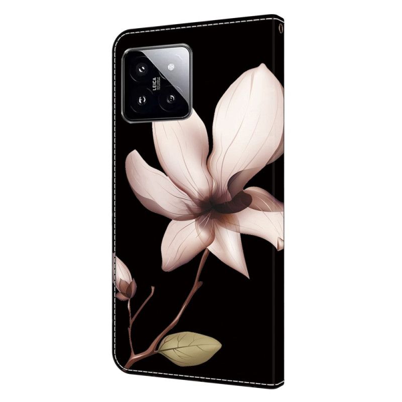 Folio Deksel Xiaomi 14 Rosa Blomst