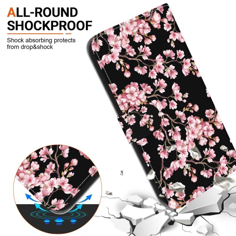 Folio Deksel Xiaomi 14 Strappede Plommeblomster