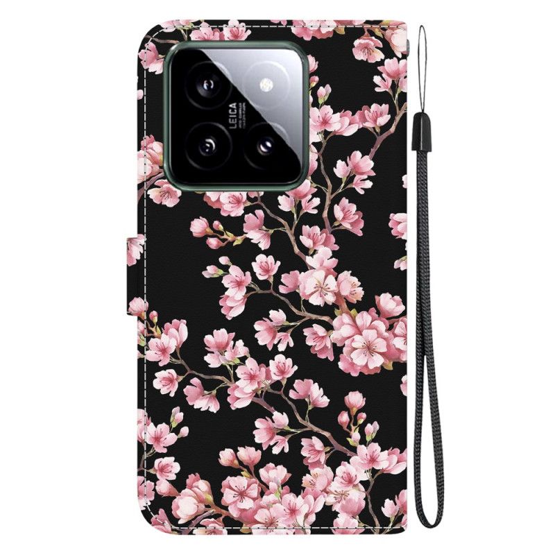 Folio Deksel Xiaomi 14 Strappede Plommeblomster