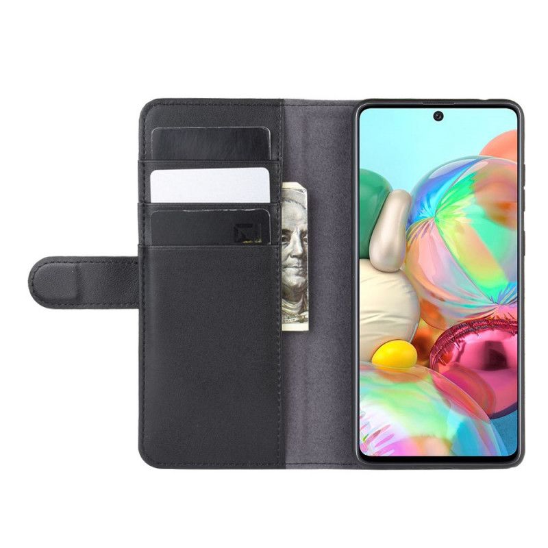 Folio Deksel Samsung Galaxy Note 10 Lite Svart Delt Skinn