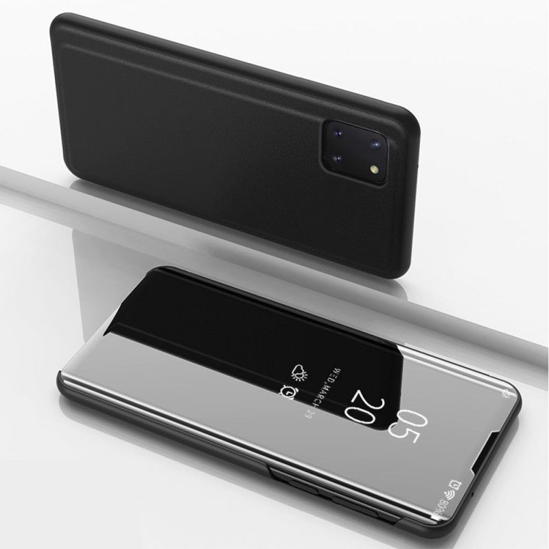 Vis Deksel Samsung Galaxy Note 10 Lite Svart Speil Og Imitert Skinn