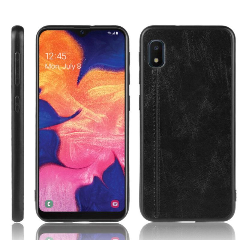 Deksel Samsung Galaxy A10e Svart Sydd Skinneffekt Beskyttelse