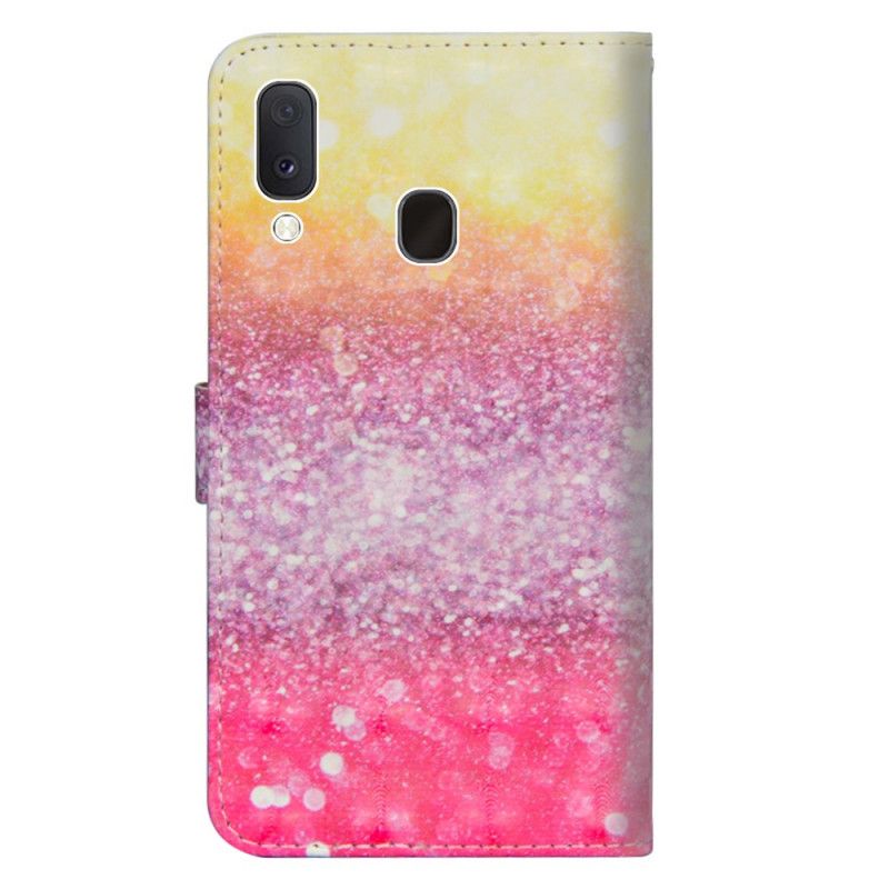 Folio Deksel for Samsung Galaxy A10e Magenta Glittergradient