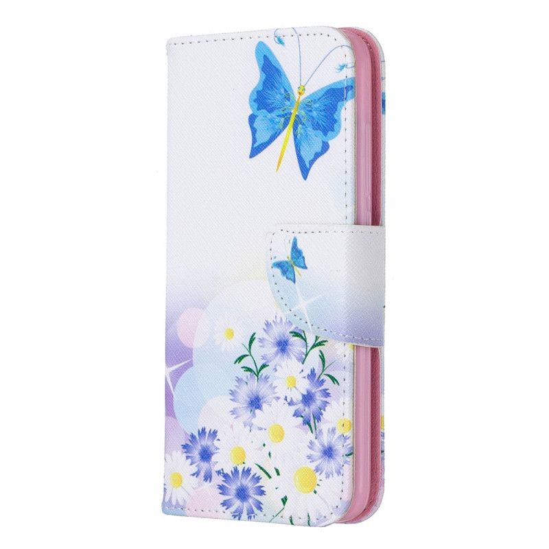 Folio Deksel Xiaomi Redmi 7A Rosa Malte Sommerfugler Og Blomster