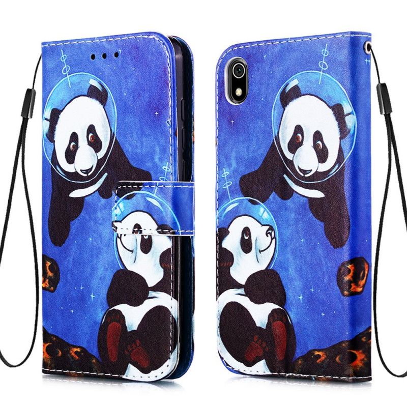 Lærdeksel Folio Deksel Xiaomi Redmi 7A Pandas Kosmonauter Med Tanga