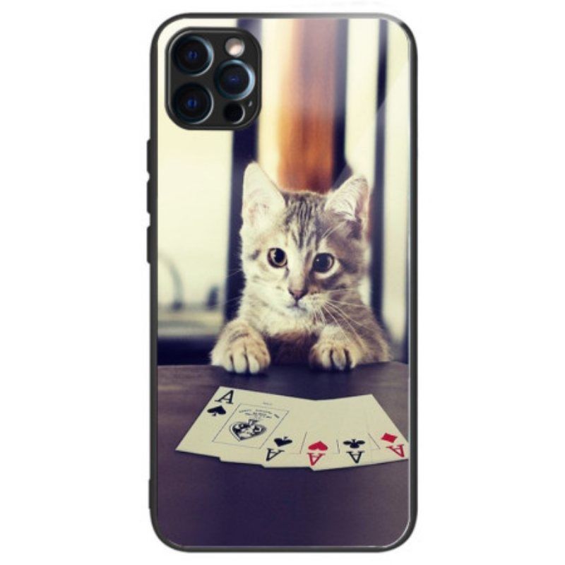 Deksel Til iPhone 14 Pro Poker Cat Herdet Glass