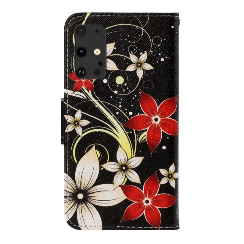 Folio Deksel Samsung Galaxy S20 Plus / S20 Plus 5G Fargerike Blomster Med Stropp