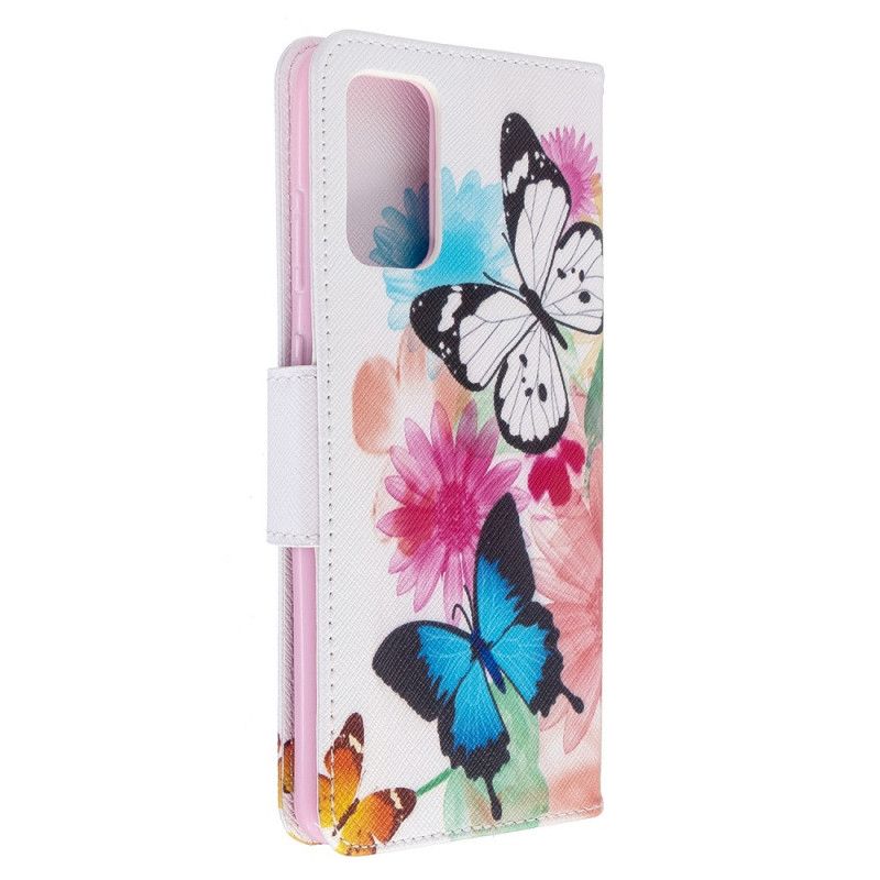 Folio Deksel Samsung Galaxy S20 Plus / S20 Plus 5G Magenta Malte Sommerfugler Og Blomster